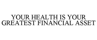 YOUR HEALTH IS YOUR GREATEST FINANCIAL ASSET