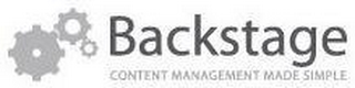 BACKSTAGE CONTENT MANAGEMENT MADE SIMPLE