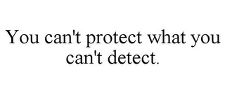 YOU CAN'T PROTECT WHAT YOU CAN'T DETECT.