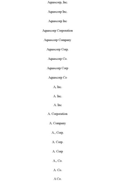 AQUASCORP, INC. AQUASCORP INC. AQUASCORP INC AQUASCORP CORPORATION AQUASCORP COMPANY AQUASCORP CORP. AQUASCORP CO. AQUASCORP CORP AQUASCORP CO A, INC. A. INC. A. INC A. CORPORATION A. COMPANY A., CORP. A. CORP. A. CORP A., CO. A. CO. A CO.