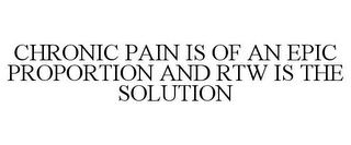 CHRONIC PAIN IS OF AN EPIC PROPORTION AND RTW IS THE SOLUTION