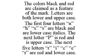 THE COLORS BLACK AND RED ARE CLAIMED AS A FEATURE OF THE MARK. LETTERS ARE BOTH LOWER AND UPPER CASE. THE FIRST FOUR LETTERS "N" "H" "X" "S" ARE BLACK AND ARE LOWER CASE ITALICS. THE NEXT LETTER "P" IS RED AND IS UPPER CASE. THE NEXT FIVE LETTERS "R" "I" "C" "E" "R" ARE RED AND LOWER CASE.