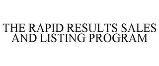 THE RAPID RESULTS SALES AND LISTING PROGRAM