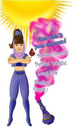 YOUR WISH IS YOUR COMMAND PERFECT ENERGY PERFECT WEIGHT LONG LIFE FEELING GREAT!