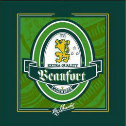 BEAUFORT EXTRA QUALITY LAGER BEER PETER J. BEAUFORT DEPUIS 1952