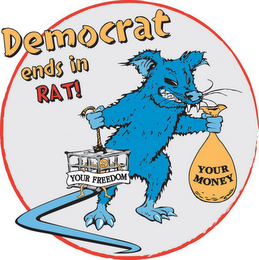 DEMOCRAT ENDS IN RAT! YOUR FREEDOM YOUR MONEY