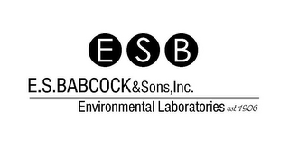 E S B E.S.BABCOCK&SONS,INC. ENVIRONMENTAL LABORATORIES EST. 1906