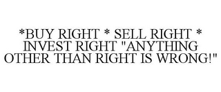 *BUY RIGHT * SELL RIGHT * INVEST RIGHT "ANYTHING OTHER THAN RIGHT IS WRONG!"