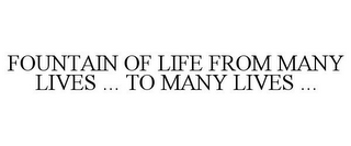 FOUNTAIN OF LIFE FROM MANY LIVES ... TO MANY LIVES ...