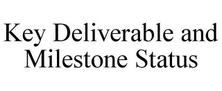 KEY DELIVERABLE AND MILESTONE STATUS