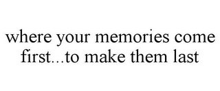 WHERE YOUR MEMORIES COME FIRST...TO MAKE THEM LAST