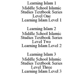 LEARNING ISLAM 1 MIDDLE SCHOOL ISLAMIC STUDIES TEXTBOOK SERIES LEVEL ONE LEARNING ISLAM LEVEL 1 LEARNING ISLAM 2 MIDDLE SCHOOL ISLAMIC STUDIES TEXTBOOK SERIES LEVEL TWO LEARNING ISLAM LEVEL 2 LEARNING ISLAM 3 MIDDLE SCHOOL ISLAMIC STUDIES TEXTBOOK SERIES LEVEL THREE LEARNING ISLAM LEVEL 3