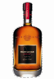 MOUNT GAY RUM BARBADOS SINCE 1703 EXTRA OLD PERFECTED BY TRADITION SINCE 1703