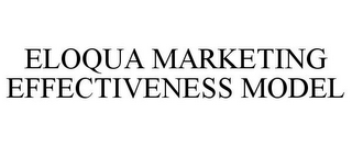 ELOQUA MARKETING EFFECTIVENESS MODEL