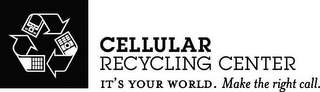 CELLULAR RECYCLING CENTER IT'S YOUR WORLD. MAKE THE RIGHT CALL.