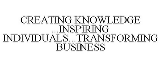 CREATING KNOWLEDGE ...INSPIRING INDIVIDUALS...TRANSFORMING BUSINESS