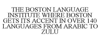 THE BOSTON LANGUAGE INSTITUTE WHERE BOSTON GETS ITS ACCENT IN OVER 140 LANGUAGES FROM ARABIC TO ZULU