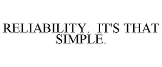 RELIABILITY. IT'S THAT SIMPLE.