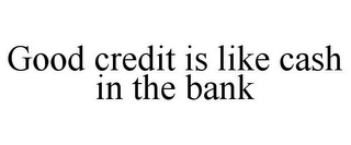 GOOD CREDIT IS LIKE CASH IN THE BANK