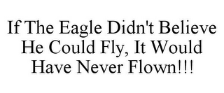 IF THE EAGLE DIDN'T BELIEVE HE COULD FLY, IT WOULD HAVE NEVER FLOWN!!!