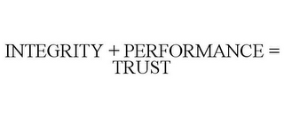 INTEGRITY + PERFORMANCE = TRUST