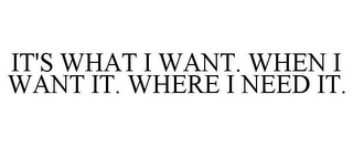 IT'S WHAT I WANT. WHEN I WANT IT. WHERE I NEED IT.