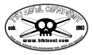 TIKI SOUL COMPANY EST. 2003 TIKI SOUL SURFBOARDS TIKI SOUL SURFBOARDS WWW.TIKISOUL.COM YOUR SOUL SOURCE FOR SURFBOARD ART, SIGNS AND DISPLAYS