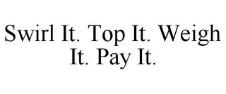 SWIRL IT. TOP IT. WEIGH IT. PAY IT.