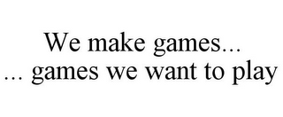 WE MAKE GAMES... ... GAMES WE WANT TO PLAY