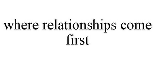 WHERE RELATIONSHIPS COME FIRST