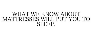 WHAT WE KNOW ABOUT MATTRESSES WILL PUT YOU TO SLEEP.