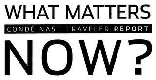WHAT MATTERS NOW? CONDÉ NAST TRAVELER REPORT