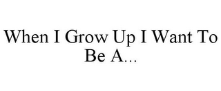 WHEN I GROW UP I WANT TO BE A...