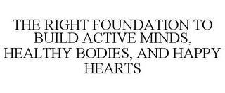 THE RIGHT FOUNDATION TO BUILD ACTIVE MINDS, HEALTHY BODIES, AND HAPPY HEARTS