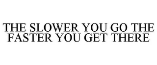 THE SLOWER YOU GO THE FASTER YOU GET THERE