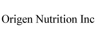 ORIGEN NUTRITION INC