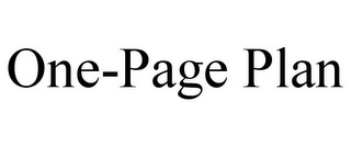 ONE-PAGE PLAN