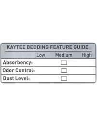 KAYTEE BEDDING FEATURE GUIDE LOW MEDIUMHIGH ABSORBENCY: ODOR CONTROL: DUST LEVEL