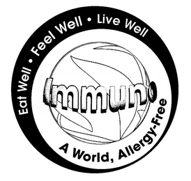 IMMUNO EAT WELL · FEEL WELL · LIVE WELL A WORLD, ALLERGY-FREE