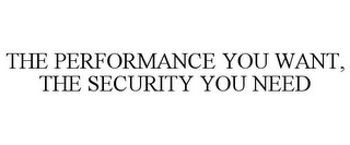 THE PERFORMANCE YOU WANT, THE SECURITY YOU NEED