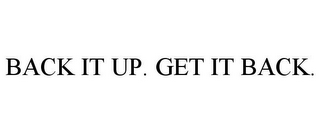 BACK IT UP. GET IT BACK.