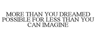 MORE THAN YOU DREAMED POSSIBLE FOR LESS THAN YOU CAN IMAGINE