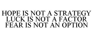 HOPE IS NOT A STRATEGY LUCK IS NOT A FACTOR FEAR IS NOT AN OPTION