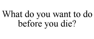 WHAT DO YOU WANT TO DO BEFORE YOU DIE?