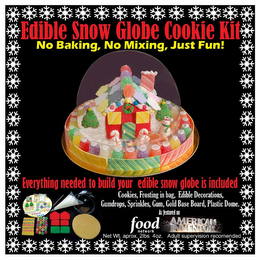 EDIBLE SNOW GLOBE COOKIE KIT NO BAKING, NO MIXING, JUST FUN!