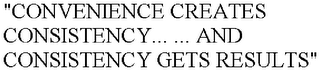 "CONVENIENCE CREATES CONSISTENCY... ... AND CONSISTENCY GETS RESULTS"