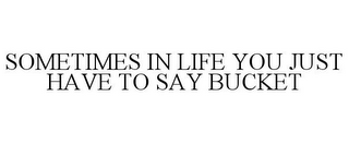 SOMETIMES IN LIFE YOU JUST HAVE TO SAY BUCKET