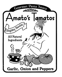 GOURMET PASTA SAUCE AMATO'S TAMATOS SLIGHTIY SWEET ALL NATURAL INGEDIENTS GARLIC, ONION AND PEPPERS