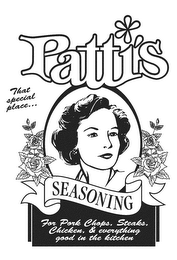 PATTI'S SEASONING FOR PORK CHOPS, STEAKS, CHICKEN, AND EVERYTHING GOOD IN THE KITCHEN THAT SPECIAL PLACE...