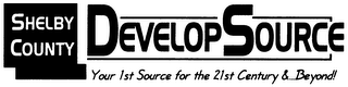 SHELBY COUNTY DEVELOPSOURCE YOUR 1ST SOURCE FOR THE 21ST CENTURY...& BEYOND!